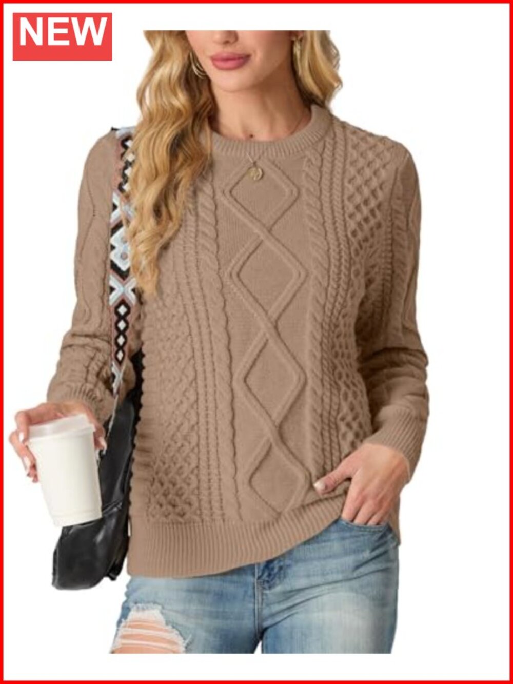Womens Ribbed Knit Crewneck Pullover Sweater Long Sleeve Casual Fall